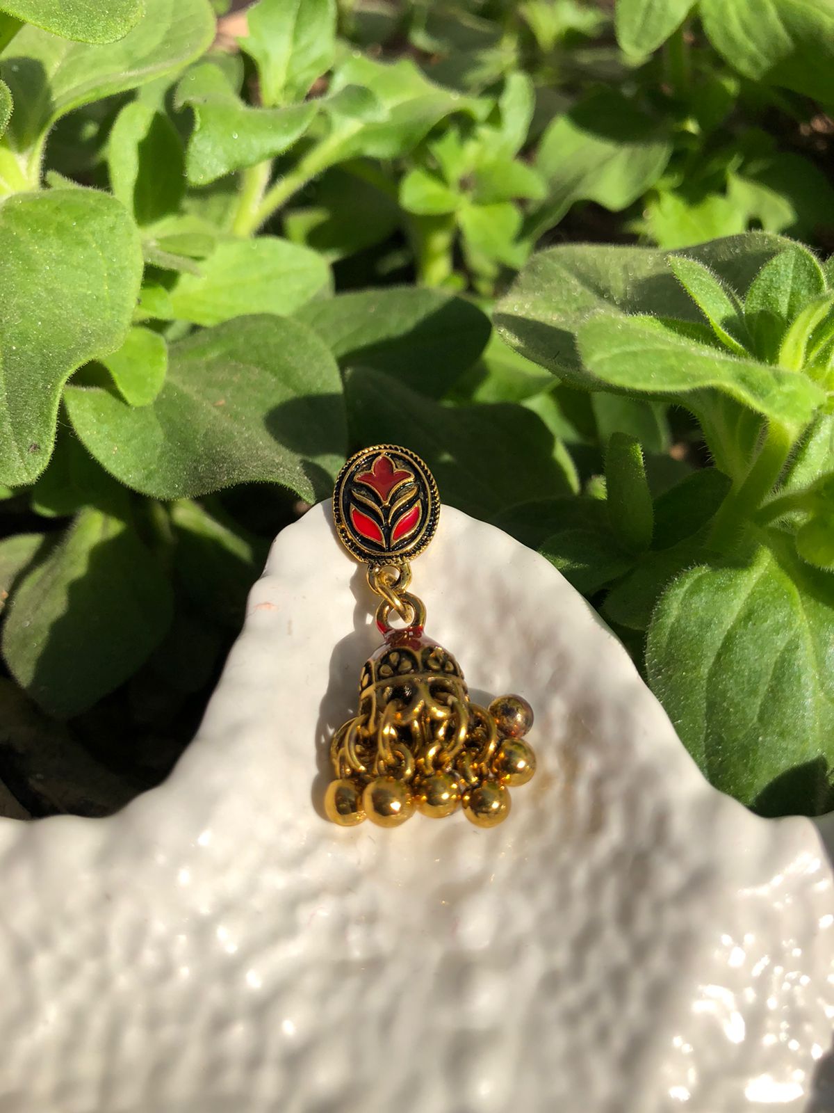 Zebzar Ruby Jhumka Earrings