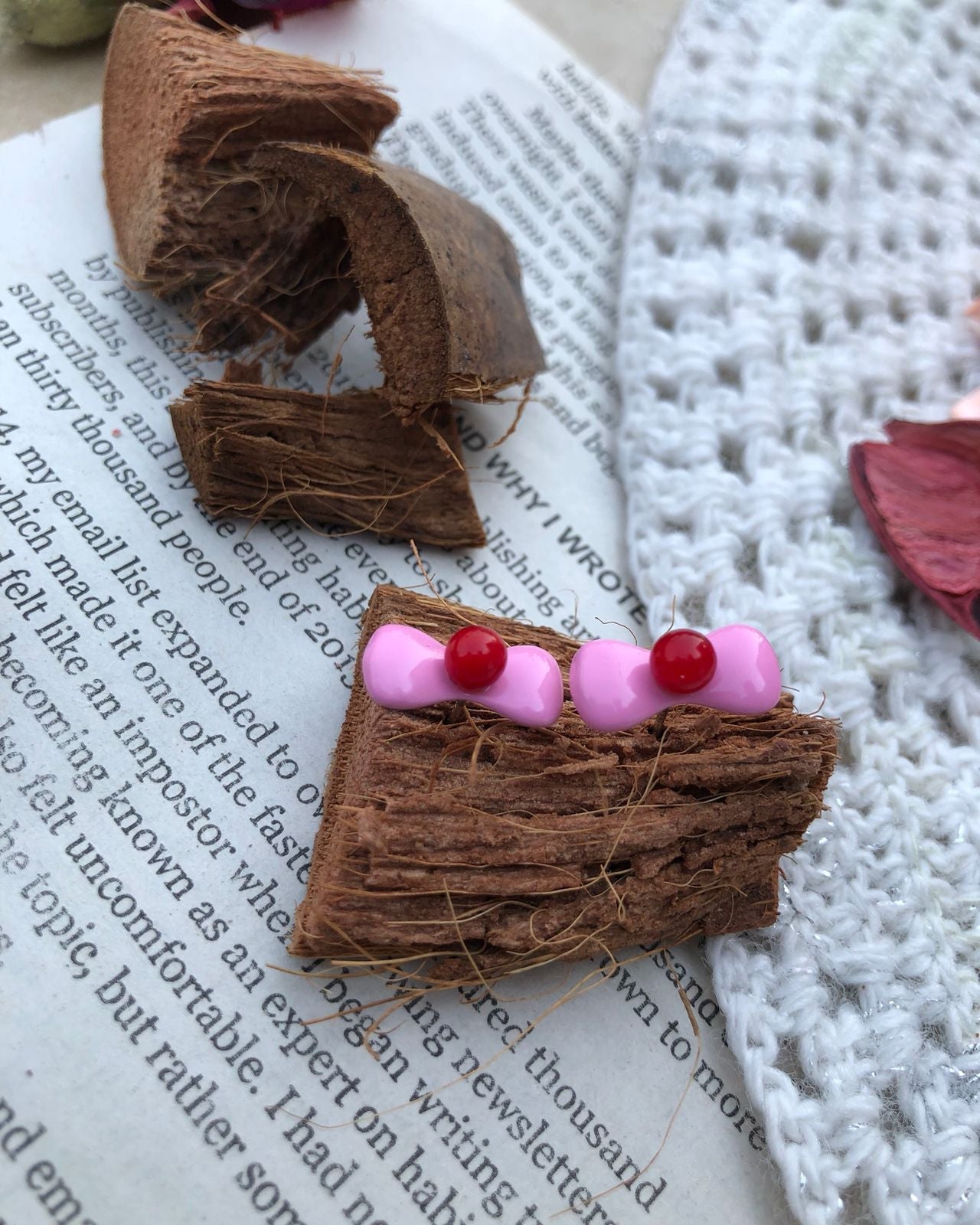 Pink bow Studs