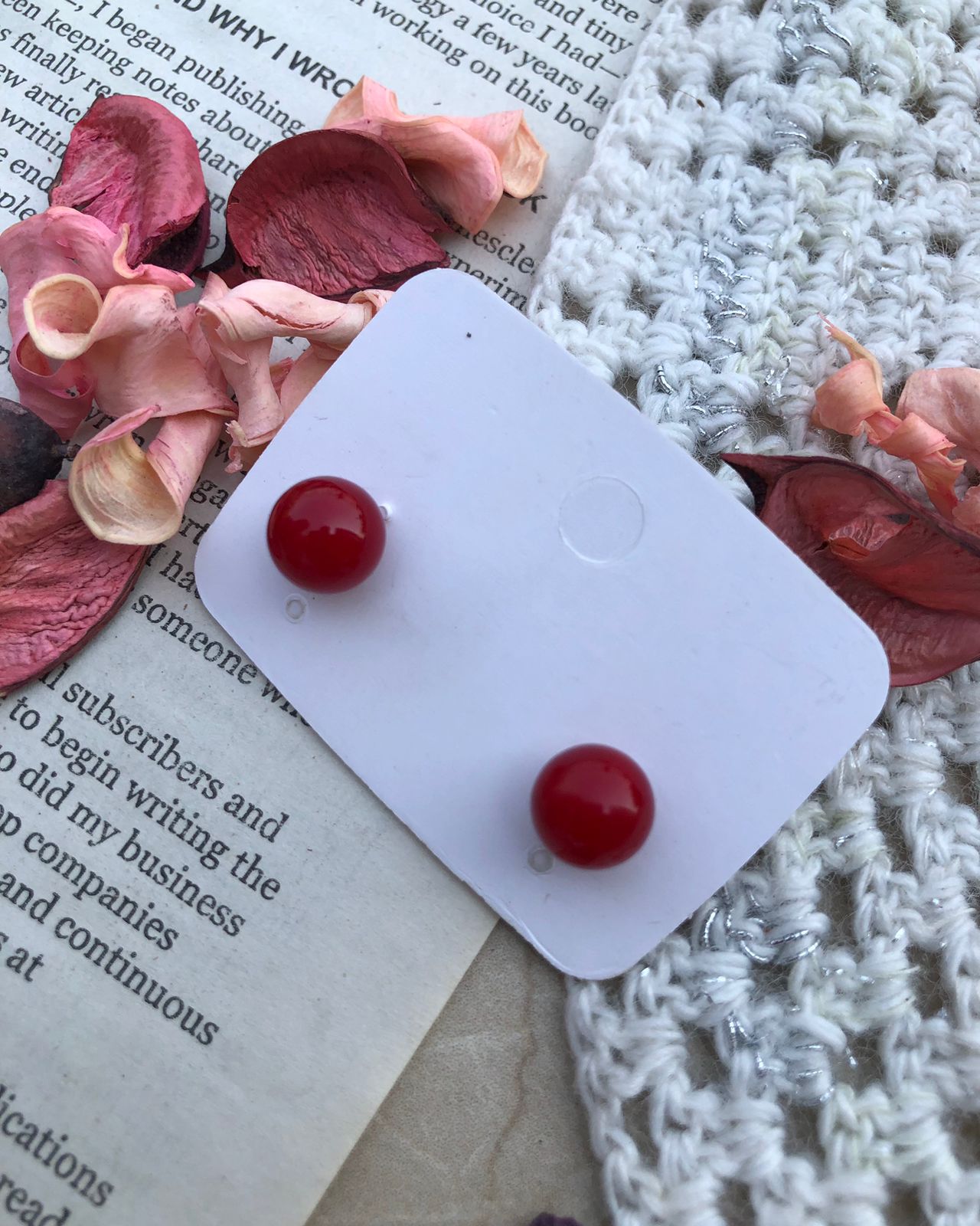 Zebzar Cherry Red Ear Studs