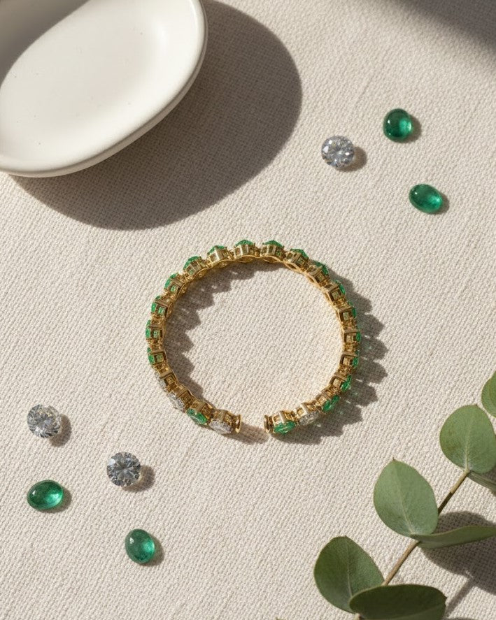 Emerald Radiance Open Cuff Bracelet