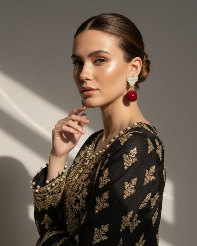 ZEBZAR Red Ball Earrings