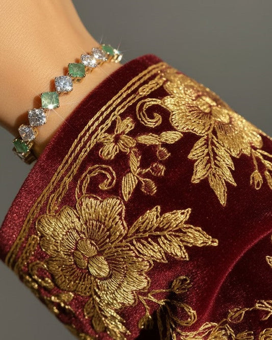 Emerald Radiance Open Cuff Bracelet