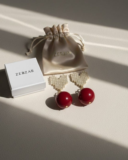 ZEBZAR Red Ball Earrings