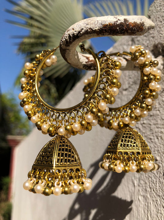 Zebzar Pearl Drop Jhumkas