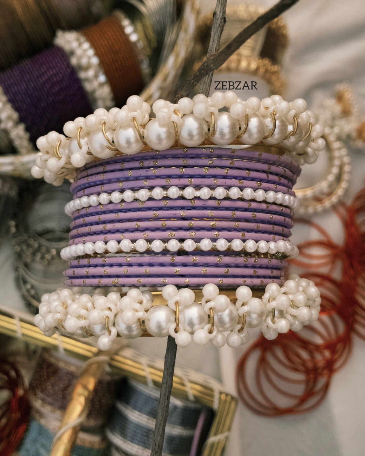 ZEBZAR Classic Pearl Bangles