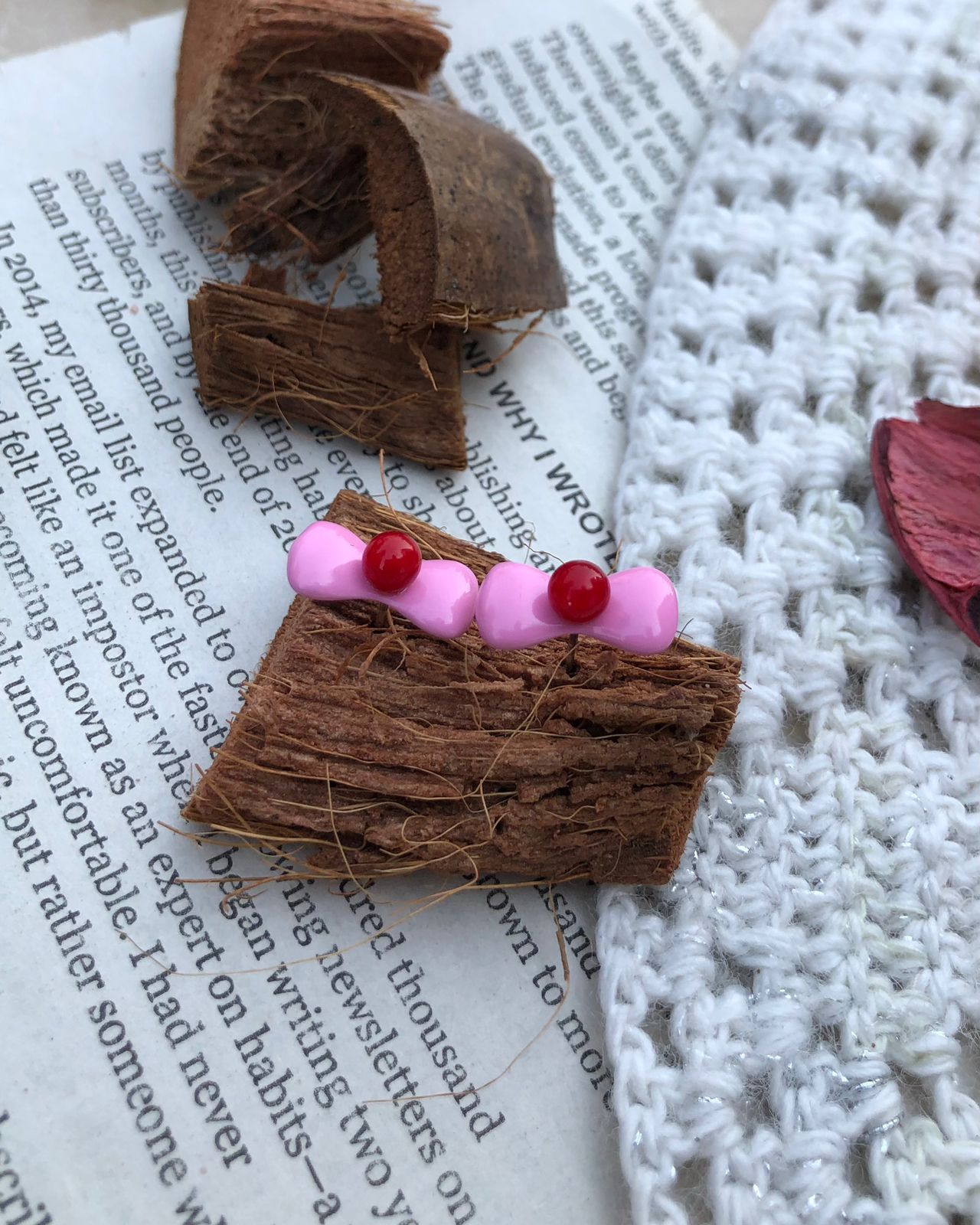 Pink bow Studs