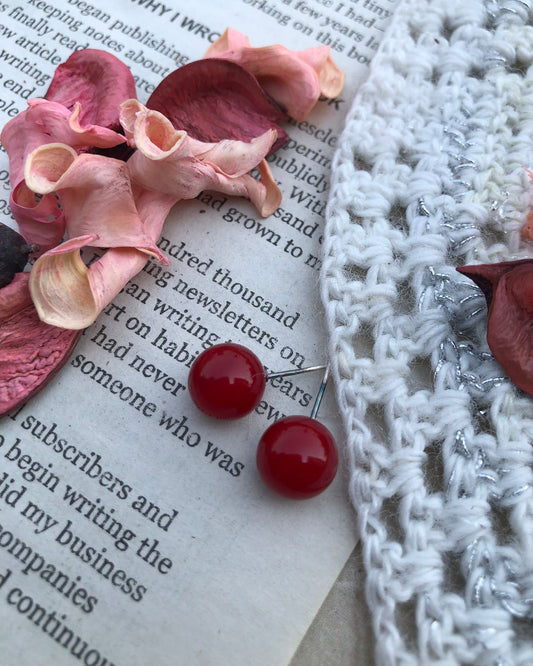 Zebzar Cherry Red Ear Studs