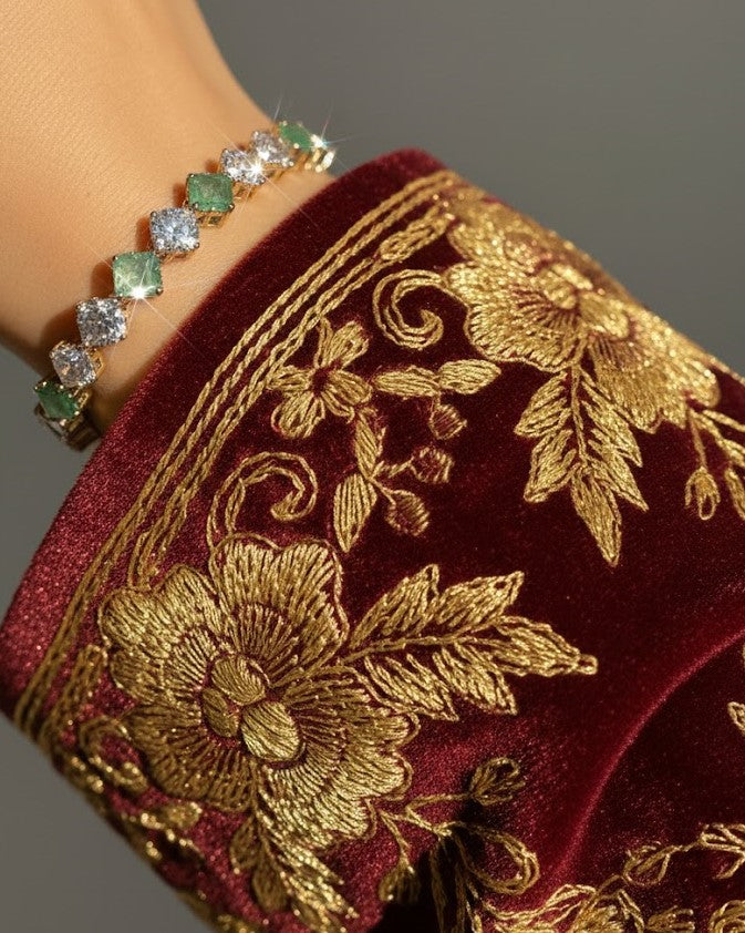 Emerald Radiance Open Cuff Bracelet